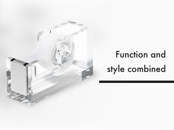 Acrylic tape dispenser Clear tape Silver Non-slip Heavy-duty Modern Desk Organizer Cute Office Gift