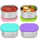 SOPHICO Stainless Steel Salad Dressing Condiment Containers with Leakproof Silicone Lids, 3 oz Mi...