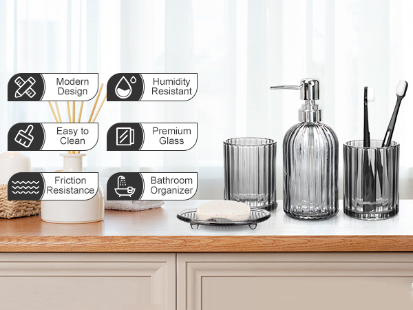4PCS Decent Glass Bathroom Accessories Set