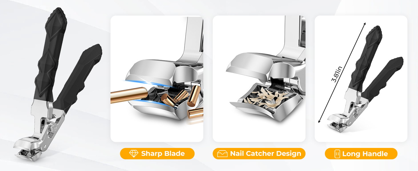 Angled Head Nail Clippers for Seniors for Thick Nails Wide Jaw Opening Toenail Clippers