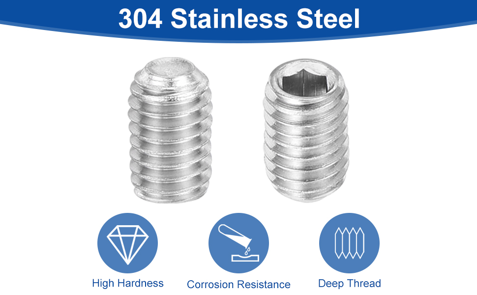 316 Stainless Steel Hex Socket Set Headless Cup Point Grub Screws