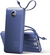 VRURC Portable Charger 4-Built-in-Cables 20000mAh Fast Charging Power Bank | Battery Protection,F...