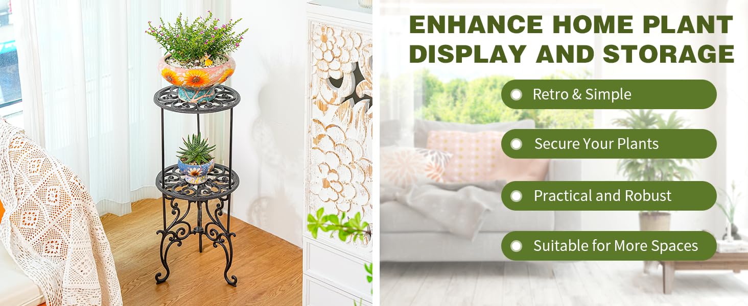 wrought iron round flower stand