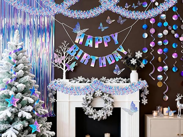 iridescent party decorations