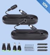 2PCS 10ft 3M DC Power Extension Cable, DC 12V 5.5mm x 2.1mm Extension Cord with Power Jack Adapte...