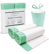 4 Gallon Drawstring Small Trash Bags-0.5 Mil Strong Small Trash Can Liners for Bathroom/Office, U...