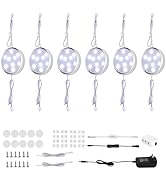 LED Under Cabinet Lighting Kit,6 Pack Linkable Puck Lights with Touch Dimmer,Wired Plug in Under ...