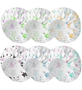 6 PCS Shower Caps for Women, Double Side Waterproof Shower Cap, Reusable Elastic Bath Caps for Sh...