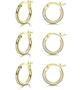 3 Pairs 925 Sterling Silver Hoop Earrings | Small White Gold Plated Hoop Earrings for Women Girls...