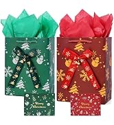 JMANNI Christmas Gift Bags, Christmas Bags with Tissue Paper, 2 Styles christmas bags for gifts, ...