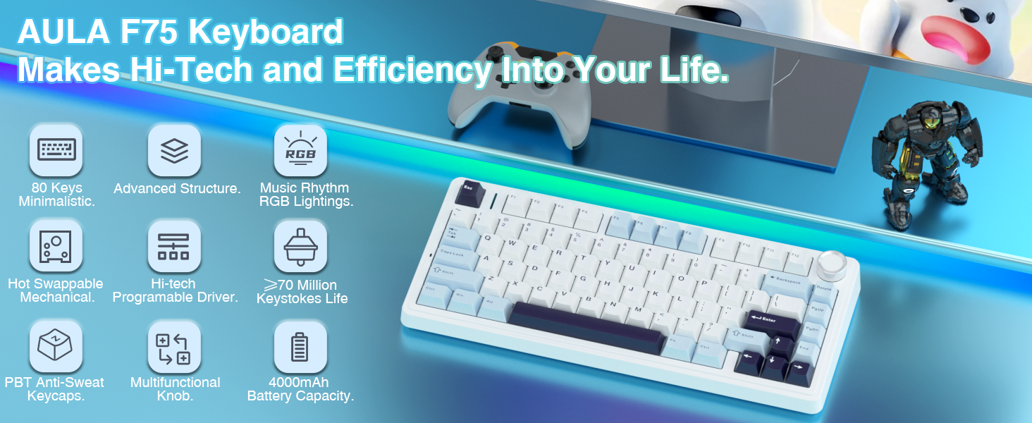 75 percent tkl mechanical gaming keyboard wireless custom keyboard compact hotswap keyboard