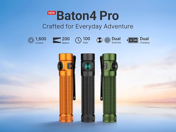 Baton4 pro edc flashlight rechargeable