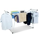 YUBELLES Clothes Drying Rack Adjustable Gullwing and Foldable Space-Saving Laundry Rack for Indoo...