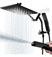 G-Promise All Metal 10'' Rain Shower Head with Handheld Built-in Power Wash Mode 3-way Diverter w...
