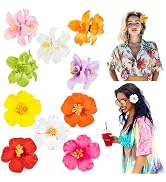 10 Pcs Hawaiian Flower Hair Clips for Women, Plumeria Hibiscus Hair Clips, 3.5 Inch Artificial Fl...