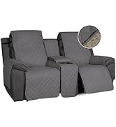 Easy-Going Non-Slip Loveseat Recliner Sofa Cover with Console, Water Resistant Double Reclining C...