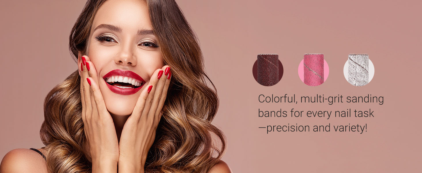 Colorful, multi-grit sanding bands