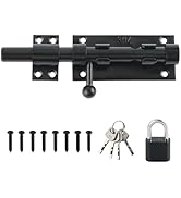 Alise 6 Inch Gate Latch Slide Bolt Latches with Padlock Set,Barrel Bolt Gate Latches Locks for Ou...