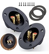 2 Pcs Black 3" Speaker Box Terminal Cup Gold Plated Binding Post with Gasket & Screws for Subwoof...