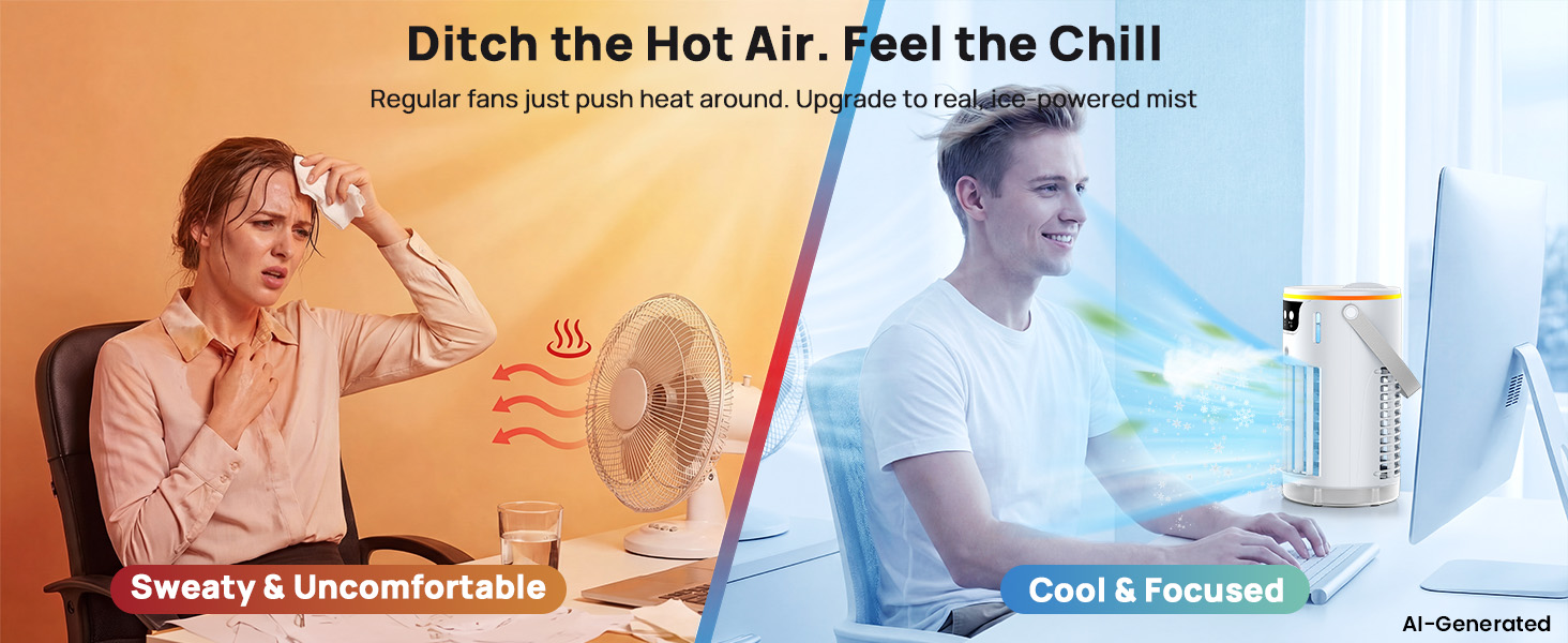 table top ac unit providing instant icy relief for a sweat-free and focused workspace