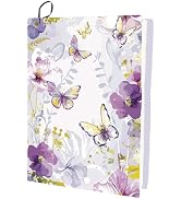 CRASPIRE Butterfly Stretchable Book Cover Flower Washable Elastic Large Nylon Book Sleeve Purple ...