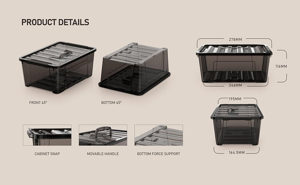 small plastic storage bin with lid and latch