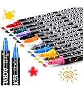 PTAZSCTC 12 Colors Dual Tip Acrylic Paint Markers, Fine Tip and Dot Tip Paint Pens Acrylic Paint ...