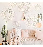 funlife Large Boho Starburst Wall Decals Peel and Stick, Self Adhesive PVC Starburst Wall Art Sti...