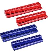 Magnetic Socket Organizer 4-Piece Magnetic Socket Holder 1/4 In, 3/8 In Drive Metric SAE Socket T...
