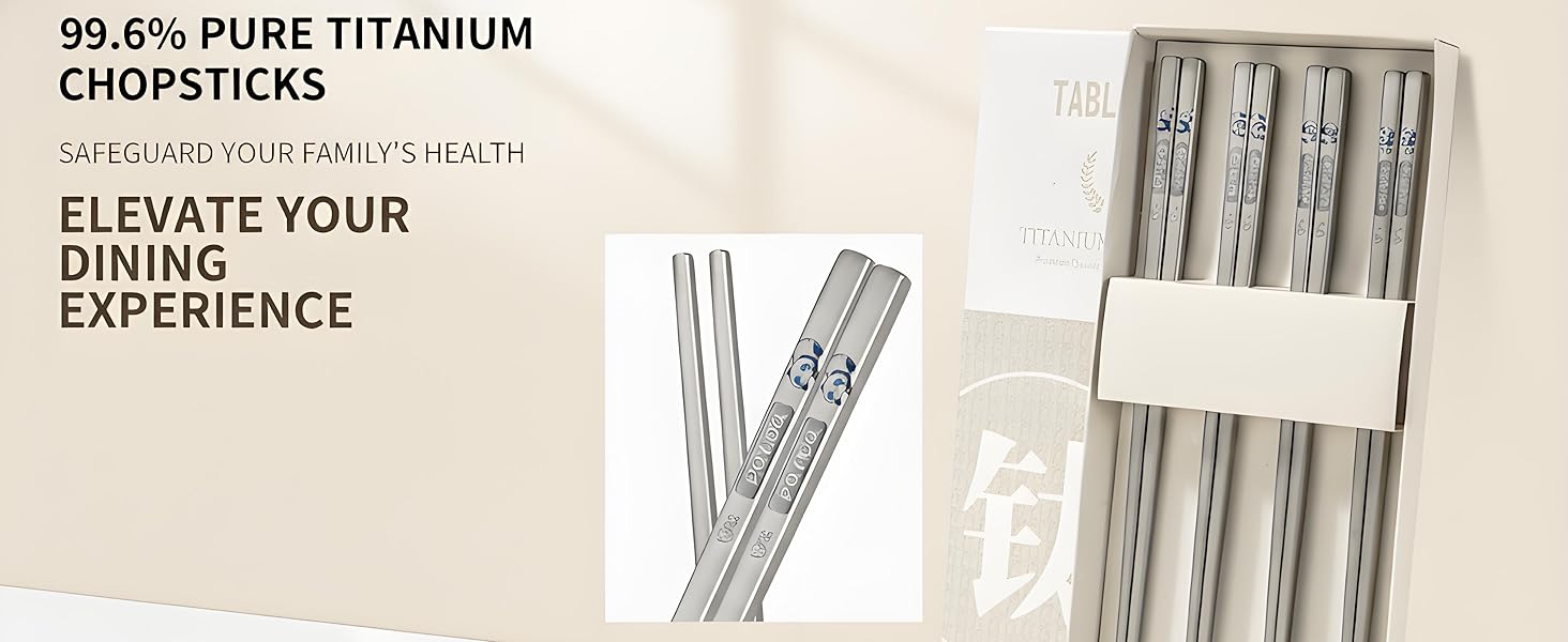Premium Reusable titanium Chopsticks Set Experience Authentic Asian Cuisine at Home