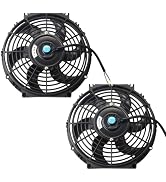 EVERESTWAY 10 Inch 10” Black Universal Electric Radiator Slim Fan 12V 80W High Performance Coolin...