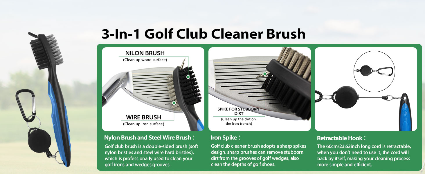 3-In-1 Golf Club Cleaner Brush