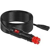 SinLoon 11.8 FT Car Refrigerator Cable, 12V/24V DC 2 Pin to Cigarette Lighter Plug Cable with Swi...