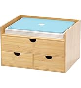 Wisuce Bamboo Desk Drawer Organizer, Large Desktop Organizer with Drawers Tabletop Storage Organi...