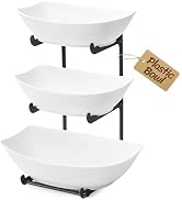 Lifewit Plastic Fruit Bowl for Kitchen Counter, 3 Tier Fruit Basket with Black Metal Stand, Tiere...