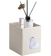 Cretkhp Tissue Box Cover, PU Leather Square Tissue Box Holder with Storage Tray for Bathroom Vani...