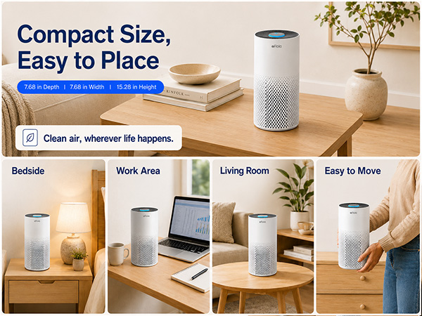 kilo air purifier compact size