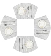SHACOS Round Table Placemats Wedge Placemat Set of 4 Non Slip Heat Resistant Woven Vinyl Table Ma...
