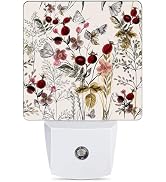 Jopowide Vintage Flower Night Light, Butterfly Plug into Wall with Dusk to Dawn Light Sensors, Wa...