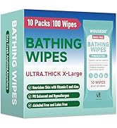 Bathing Wipes No Rinse for Adults, Shower Wipe - Extra Thick & Large Body Cleansing Wipe for Elde...