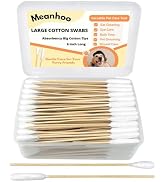 Meanhoo Large Cotton Swabs for Pet Care, 200 Pack 6 Inch Long Cotton Swabs with Bamboo Handle, Pr...