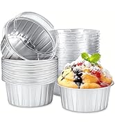 Eoonfirst 20pcs Mini Cake Pans with Lids, 5oz Aluminum Foil Round Cupcake Liners Muffin Cups, Dis...