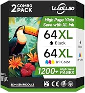 64XL Ink Cartridge Combo Pack for HP Ink 64 64XL Black and Color Ink Cartridge for HP Printers Wo...