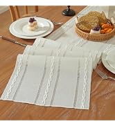 Niviy Beige Boho Cotton Linen Table Runner, Farmhouse Woven Table Runners Spring Holiday Kitchen ...