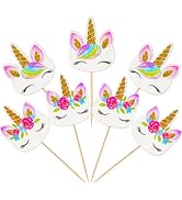 Coopache 48 Pieces Rainbow Unicorn Cupcake Toppers, Cupcake Picks Cake Decorations, Double Sided ...