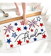 JarThenaAMCS Patriotic Bathroom Rug Absorbent Freedom Star Tufted Bath Mat Non Slip Rectangle 4th...