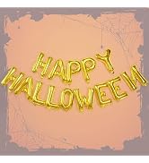 Gold Halloween Balloons Happy Halloween Balloons Banner Halloween Letter Balloons for Trick or Tr...
