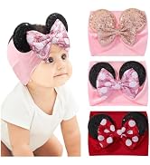 choicbaby 3 PCS 5 Inches Mouse Ears Sequin Bow Nylon Hairband with Polka Dot Cute Baby Headbands ...
