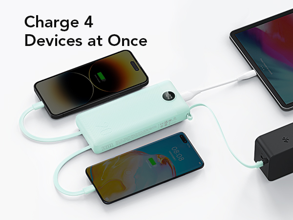 portable charger with built in cables
