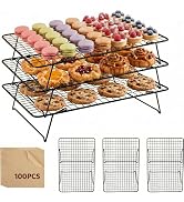 Cooling Racks for Baking, 3-Tier Stackable Stainless Steel Wire Cooling Rack Set of 3 (10"x15") w...